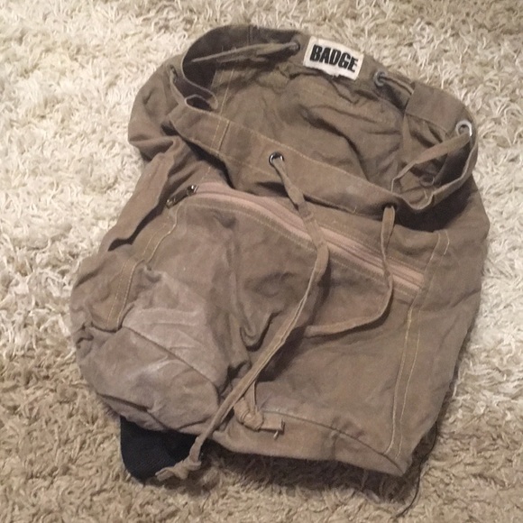badge | Bags | Badge Army Green Vintage Drawstring Backpack | Poshmark